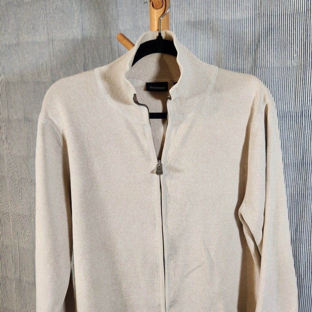 Matinique $128 XL Oatmeal Beige 100%‎ Cotton Full Zip Mock Neck Sweater Jacket - Picture 6 of 13